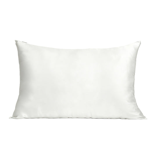 White zippered silk pillowcase for hair and skin protection